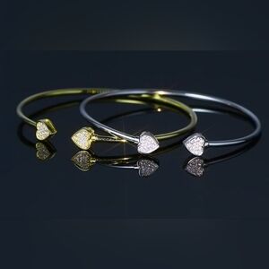 Love Heart Moissanite 14k Gold Over Sterling Cuff Bangle